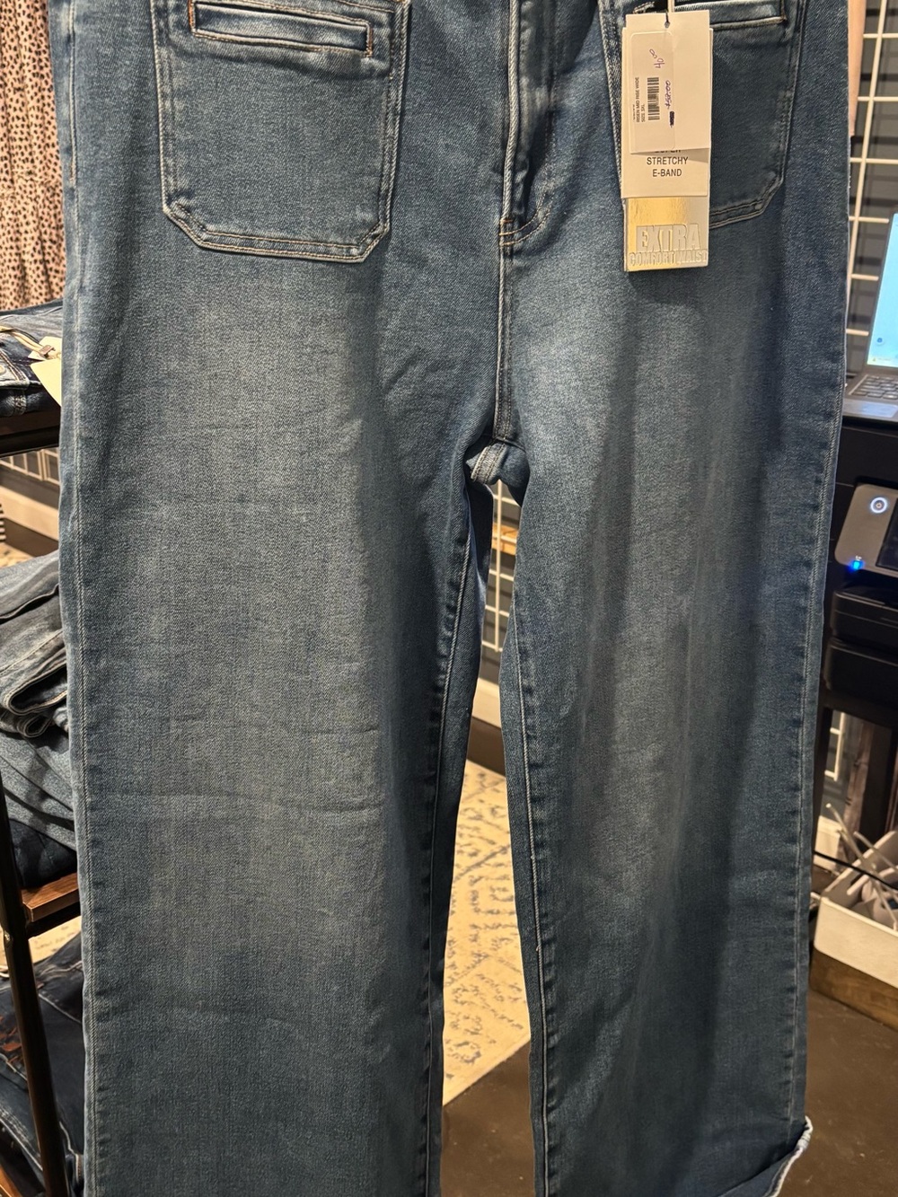 Women's Wide Leg Flare Jeans in Medium Blue